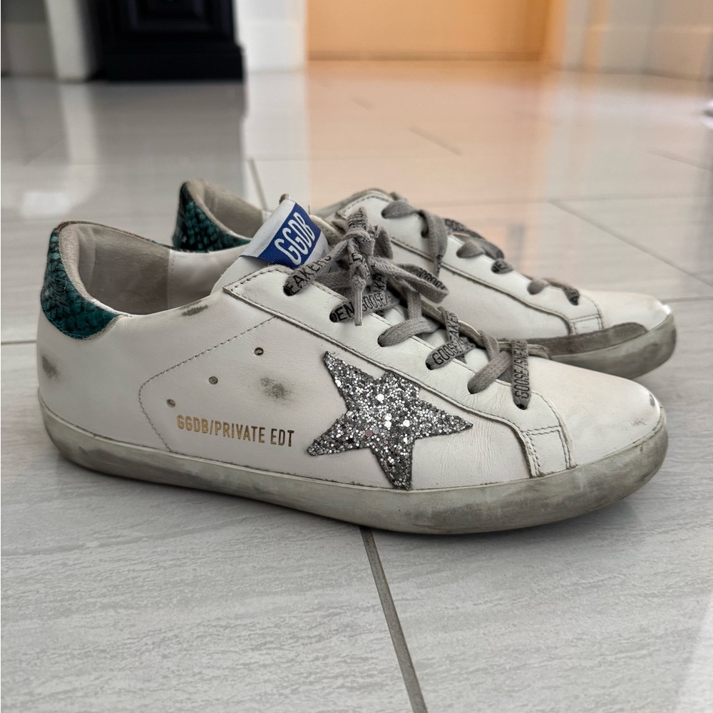 Golden Goose White and Silver Kids Sneakers